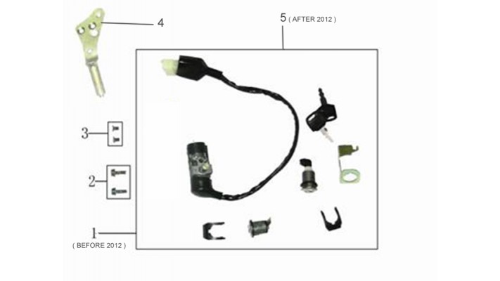 1- IGNITION LOCK KIT BEFORE 2012              RO6-2-2